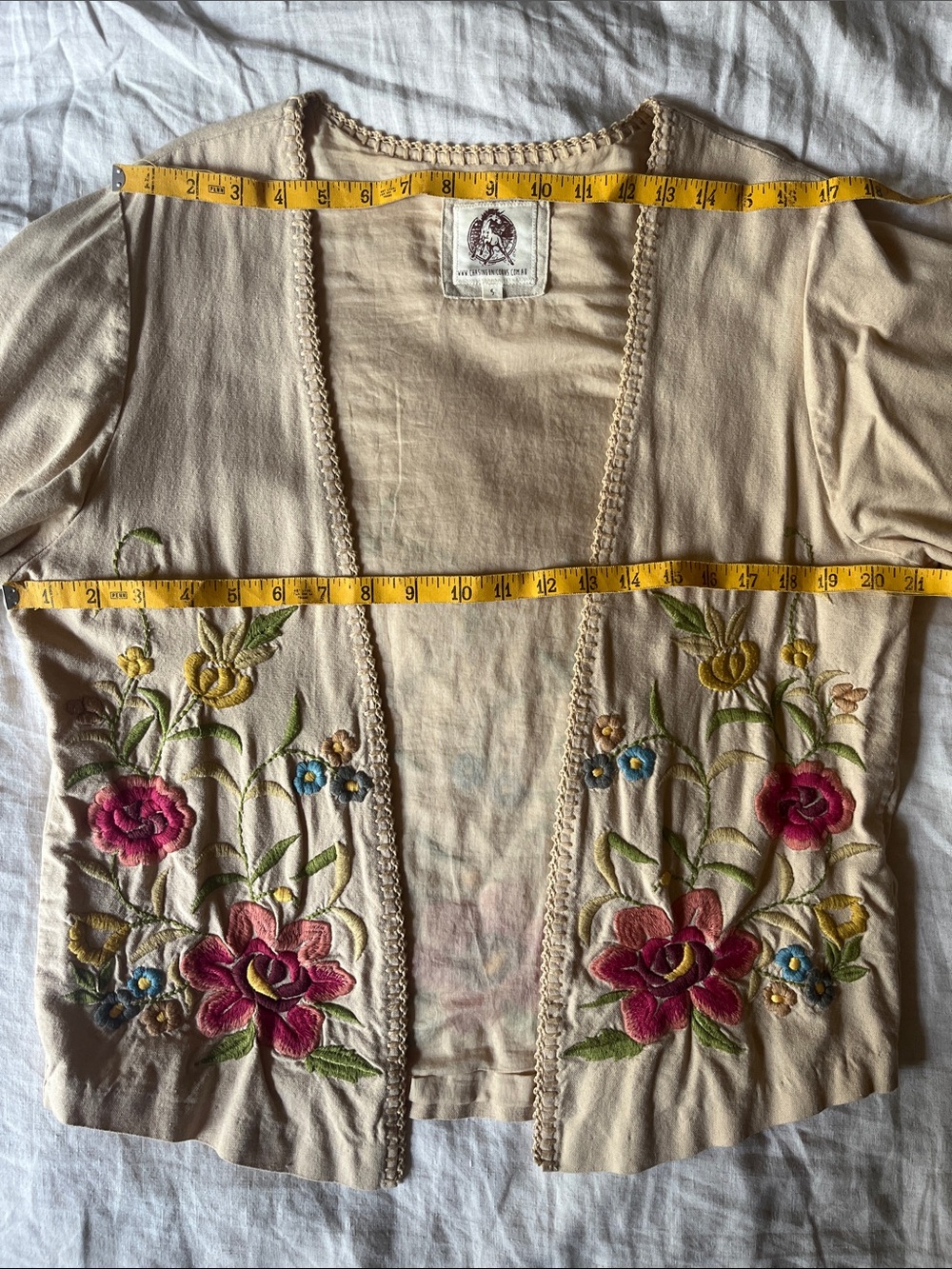 Chasing Unicorns 🌸🌾 Road Less Traveled Embroidered Kimono Jacket sz S - Picture 15 of 17